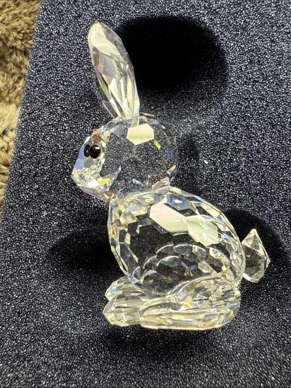 Swarovski Crystal Faceted Rabbit Figurine with Black Eyes
